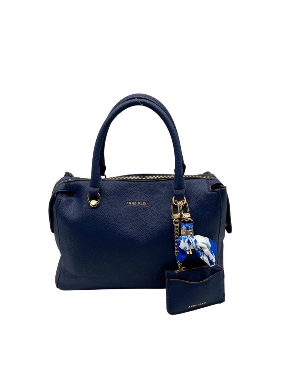 Anne Klein Blue Faux Leather Satchel Bag